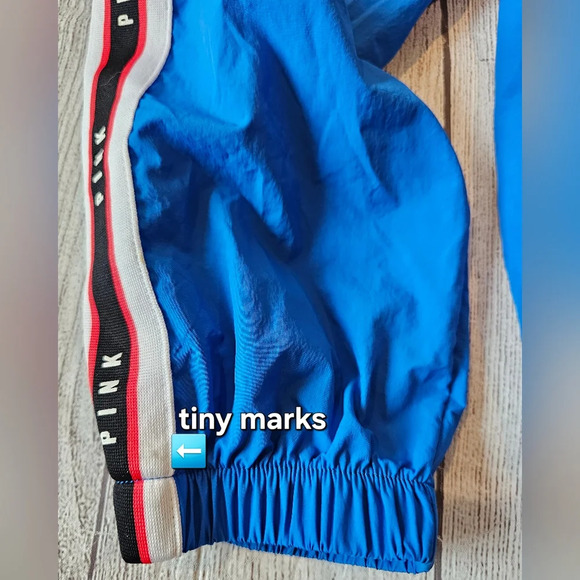 Victoria's Secret PINK •Size XS• Full Zip Windbreaker w/ Sequin Design Blue - Picture 3 of 11